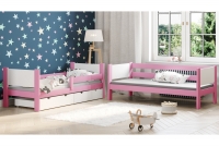 Łóżko piętrowe drewniane Feliks Łóżko piętrowe drewniane Feliks - rozłożony, kolor różowy