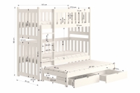 Łóżko piętrowe wyjazdowe Swen - biały, 80x160 Łóżko piętrowe wysuwane Swen - wymiary