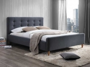 Łóżko tapicerowane Pinko 160x200 - szary łóżko z szarym pikowanym wezgłowiem