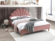 Tapicerowane łóżko Santana Velvet 160x200 - antyczny róż / dąb designerskie tapicerowane łóżko sypialniane