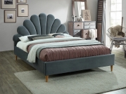 Tapicerowane łóżko Santana Velvet 160x200 - szary / dąb designerskie łóżko z tapicerowanym wezgłowiem w kształcie muszli