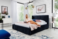 Tapicerowane łóżko sypialniane Adalio 160x200 ciemne łóżko sypialniane z wysokim, miękkim wezgłowiem 