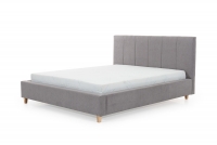 Tapicerowane łóżko sypialniane Mindoria - 160x200 beżowe łóżko z wysokiem wezgłowiem 