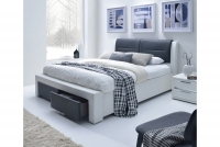Łóżko tapicerowane z szufladami Cassandra S 140X200 - biały / czarny łóżko tapicerowane Halmar