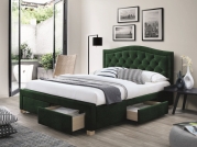Łóżko tapicerowane Electra Velvet 160x200 - zielony / dąb Łóżko tapicerowane electra velvet 160x200 - zielony / dąb