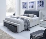 Łóżko tapicerowane z szufladami Cassandra S 140X200 - biały / czarny Łóżko tapicerowane z szufladami cassandra s 140x200 - biały / czarny