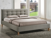 Łóżko tapicerowane Texas 160x200 - szary / dąb tapicerowane łóżko w kolorze szarym