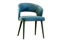 Krzesło drewniane Luna z tapicerowanym siedziskiem niebieskie krzesło do jadalni