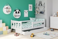Łóżko dziecięce Marinella z wysuwaną szufladą - 80x160 - biały łóżko dziecięce z szufladą