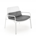Krzesło ogrodowe Mebly - biały / popielaty melby fotel wypoczynkowy, stelaż - biały, tapicerka - popielaty