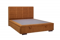 Łóżko sypialniane z tapicerowanym stelażem i pojemnikiem Menir - 140x200, nogi wenge  łóżko sypialniane z tapicerowanym stelażem 