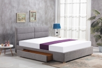 Łóżko tapicerowane Merida 160x200 - jasny popiel tapicerowane łóżko 160x200 z szufladą