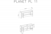 Nadstawka do biurka młodzieżowego Planet 11 - 125 cm - biały lux / dąb / morski Nadstawka do biurka młodzieżowego Planet 11 - biały lux / dąb / morski - schemat