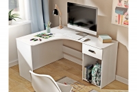 Narożne biurko Corner z szufladą i wnęką - biały nowoczesne białe biurko do rogu