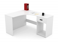 Narożne biurko Corner z szufladą i wnęką - biały białe biurko