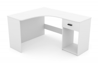 Narożne biurko Corner z szufladą i wnęką - biały białe narożne biurko