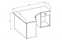 Narożne biurko Corner z szufladą i wnęką - biały Narożne biurko Corner z szufladą i wnęką - biały - wymiary