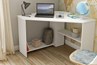 Narożne biurko Rino - biały biurko z półkami