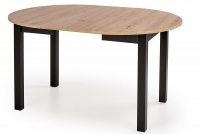 Okrągły stół rozkładany Neryt 102-142x102 cm - dąb artisan / czarny okrągły stół do salonu