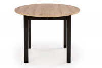 Okrągły stół rozkładany Neryt 102-142x102 cm - dąb artisan / czarny okrągły stół na czarnych nogach