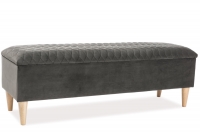Nowoczesne łóżko Azurro Velvet 160x200 - szary / dąb skrzynia tapicerowana