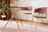 Okrągły stolik kawowy Azalia ze szklanym blatem 80 cm - złote nogi Okrągły stolik kawowy Azalia ze szklanym blatem 80 cm - złote nogi