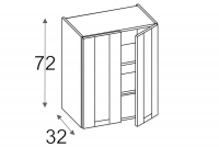 OLIVIA SOFT WW80 - witrynowa szafka wisząca (72) dwudrzwiowa Schemat szafki wiszącej dwudrzwiowej