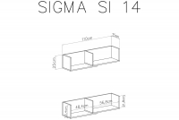 Półka wisząca Sigma SI14 - 110 cm - beton / dąb Półka wisząca Sigma SI14 - beton / dąb - schemat