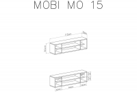 Półka wisząca Mobi MO15 - 115 cm - biały / turkus Półka wisząca Mobi MO15 - biały / turkus - wymiary