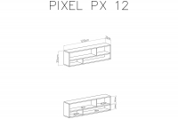 Półka Pixel 12 - 120 cm - dąb biszkoptowy / biały lux Półka wisząca Pixel 12 - dąb biszkoptowy/biały lux - schemat