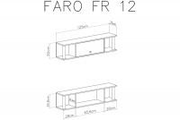 Półka wisząca Faro FR12 - 125 cm - biały lux / dąb artisan Półka wisząca z szafką Faro FR12 - biały lux / dąb artisan - schemat