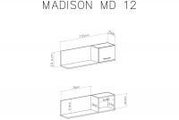 Półka wisząca Madison MD12 - 110 cm - biały / dąb biszkoptowy Półka wisząca z szafką Madison MD12 - biały / dąb biszkoptowy - wymiary