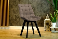 Krzesło tapicerowane Prato na drewnianych nogach - beż Vena 14 / czarne nogi beżówe krzesło na czarnych nogach