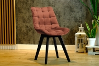 Krzesło tapicerowane Prato na drewnianych nogach - miedziany Vena 1 / czarne nogi miedziane krzesło