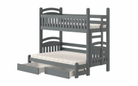 Łóżko piętrowe Amely Maxi prawostronne - grafit, 80x200/120x200 piętrowe łóżko drewniane  