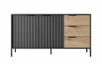 Dwudrzwiowa komoda Lomin z szufladami 150 cm - czarny / dąb artisan Komoda dwudrzwiowa z szufladami Lomin 150 cm - czarny / dąb artisan