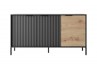 Trzydrzwiowa komoda Lomin 150 cm - czarny / dąb artisan  Komoda trzydrzwiowa Lomin 150 cm - czarny / dąb artisan 
