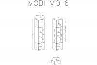 Regał Mobi MO6 L/P z szufladami 45 cm - biały / żółty wnętrze mobi 6