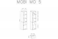 Regał Mobi MO5 L/P z szufladą 45 cm - biały / turkus wnętrze regału mobi 5