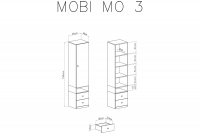 Regał Mobi MO3 L/P z szufladami 45 cm - biały / żółty meble mobi