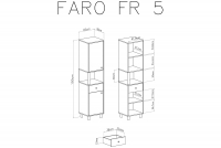 Regał Faro FR5 z szufladą 45 cm - biały lux / dąb artisan / szary Regał młodzieżowy dwudrzwiowy z wnęką i szufladą Faro FR5 - biały lux / dąb artisan / szary - wymiary