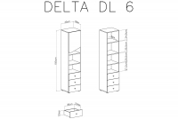 Regał młodzieżowy jednodrzwiowy z trzema szufladami Delta DL6 - dąb / antracyt 
