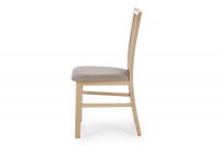 Krzesło drewniane Remin z tapicerowanym siedziskiem - beż / Inari 26 / dąb sonoma krzesło z drewna