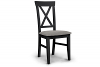 Krzesło drewniane z tapicerowanym siedziskiem i oparciem krzyżyk Retro - szary Gemma 85 / czarny czarne krzesło z szarym siedziekiem