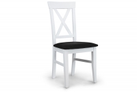 Krzesło drewniane z tapicerowanym siedziskiem i oparciem krzyżyk Retro - czarny Salvador 19 / biały białe krzesło z czarnym siedziskiem