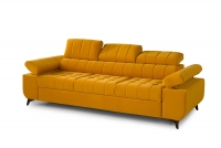 Sofa trzyosobowa do salonu Dragonis  żółta sofa z regulowanymi zagłówkami 