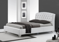 Tapicerowane łóżko w stylu chesterfield Sofia 160x200 - biały łóżko w stylu chesterfield tapicerowane białą eko skórą