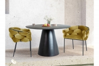 Stół okrągły Angel 120 cm - efekt marmuru / szary / czarny okrągły stół do salonu