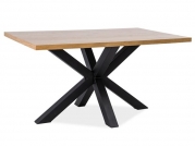 Stół Cross 150x90 - lity dąb/czarny  drewniany stół do jadalni 