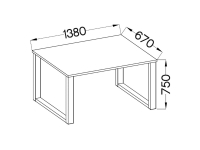 Stół Loftowy Industrialny 138x67 - Dąb Artisan Wymiary stołu